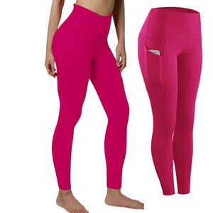 2025 mallas de Yoga de cintura alta de moda para mujer mallas deportivas con logotipo personalizado con estampado sólido - Product Image 1