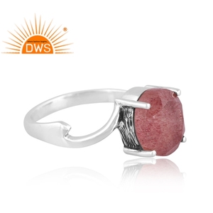Best Quality <b>Oxidized</b> 925 Sterling Silver Strawberry Quartz Gemstone Oval Design Stackable Ring Custom Jewelry Manufacturer - Product Image 3
