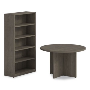 Alera AE5NNN-R48CR33 Seville Round Conference <b>Table</b> 48-Inch Diameter <b>Walnut</b> Finish - Product Image 6