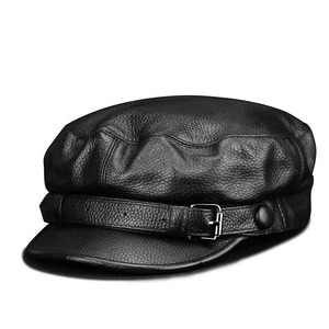 Sombrero de visera Retro de cuero de vaca Real de otoño para Hombres estilo británico gorra de vendedor de periódicos de Grado Superior moda de calle sombrero de cubo de tacto suave para mujeres - Product Image 1
