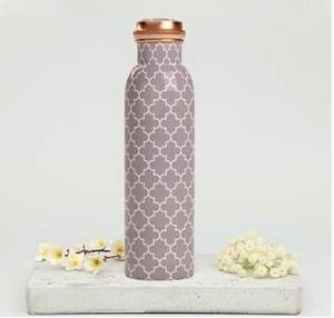 Bouteille en cuivre traditionnelle élégante, impression florale en émail, eau potable directe classique pour bureau salon Detox Living - Product Image 3