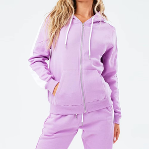 Casual Purple Athleisure Set Cozy Zip Hoodie y Slim Fit Pants para un estilo sin esfuerzo para el uso diario - Product Image 5