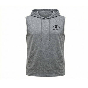 Wholesale Oem Breathable Thick Sleeveless <b>Hoodies</b> Casual Wear Men Sleeveless <b>Plain</b> <b>Hoodie</b> With Low Moq - Product Image 1