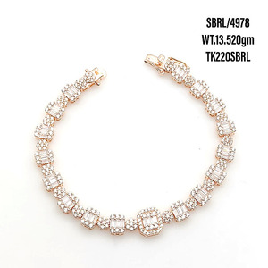 สร้อยข้อมือเทนนิส925เงินสเตอร์ลิงประดับเพชรสวิสชุบทองลายกุหลาบของขวัญสำหรับเธอ - Product Image 2