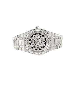 นาฬิกาเพชรโมอิสซาไนต์ VVS ขายดี สำหรับผู้ชายและผู้หญิง ระบบอัตโนมัติเต็มรูปแบบ สีโรสไวท์ ดีไซน์หนามหรูหรา สไตล์โบราณ สายหนัง - Product Image 1