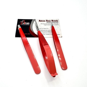 Pinzas para cejas de acero sostenible con logotipo personalizado, tijeras curvas rectas degradadas rojas con cejas puntiagudas inclinadas, pinzas de belleza - Product Image 1