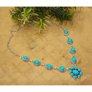 Collar de joyería turquesa de Plata de Ley 925 hecho a mano para mujer, collar con colgante de piedras preciosas naturales, regalo de moda para mujer - Product Image 1