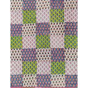 Colcha Individual de Algodón con Estampado Tradicional Hecho a Mano, Diseño Floral Kantha, para el Hogar, Hecha a Mano, para Verano - Product Image 1