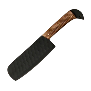 Ensemble de couteaux en acier noir robuste avec manche en bois finition martelée artisanale offrant des performances polyvalentes pour tous les types de cuisson - Product Image 3