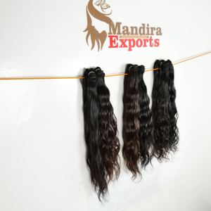 Vente en gros 100% pas cher indien vierge Remy cuticule aligné noir ondulé tissage temple faisceaux Extensions de cheveux humains - Product Image 5