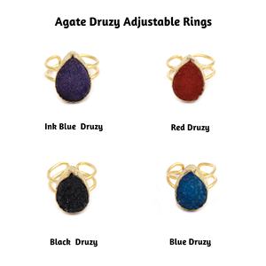 Sucre rouge Druzy Gemstone Plaqué Or Réglable Poire Bague Faite À La Main Élégante Agate Druzy Gemstone Bijoux Confortable Élégant Anneau - Product Image 2