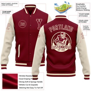 Blouson Crimson C-Maroon personnalisé Blouson Varsity Letterman à boutons-pression Veste coupe-vent Streetwear veste Varsity vintage pour homme - Product Image 2