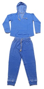 Conjunto de pantalones de dos piezas con capucha de color liso y manga larga para mujer - Product Image 1