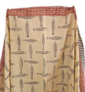 Indian Wholesale 100% Cotton Handblock Trendy Fish Printed One-Piece <b>Sarong</b> Pareo Scarf <b>Wrap</b> for Women Size 44 Inch X 72 Inch - Product Image 2