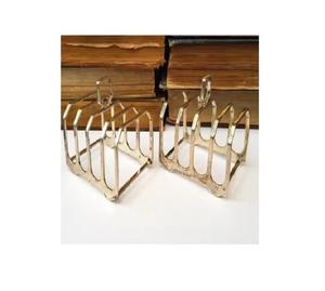 Accessoires de cuisine finis en or brillant support de pain grillé en argent vintage pour le petit déjeuner - Product Image 1