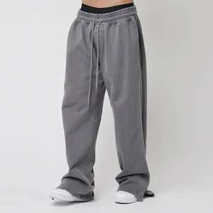 Alta calidad 350 Gsm algodón polar Jogger pantalón ácido lavado Streetwear parche de socorro acampanado alto brillo personalizado Casual 100% algodón - Product Image 4