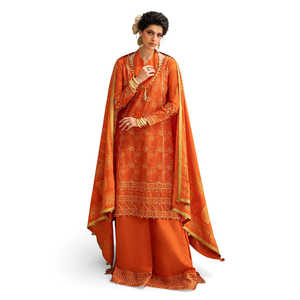 Conjunto de 3 Piezas para Mujer, Traje de Tela Bordado con Lentejuelas y Zari, con Dupatta Estampada en Oro y Laca DN-52041 - Product Image 6