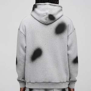 บริการ OEM เสื้อผ้าฤดูหนาวระบายอากาศได้ดี เสื้อฮู้ดดี้ผู้ชายสไตล์ดิสเทรส ลุคเท่ห์ เสื้อฮู้ดดี้ผู้ชายล้างสีแบบแอซิดสำหรับฤดูหนาว - Product Image 5