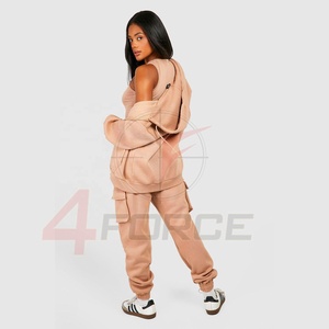 Ensemble de survêtement pour femme avec fermeture éclair, sweat-shirt athlétique, jogging, tenue d'entraînement en polaire, vêtements de sport pour la salle de sport, tenue de course à pied, vêtements de sport deux pièces - Product Image 3