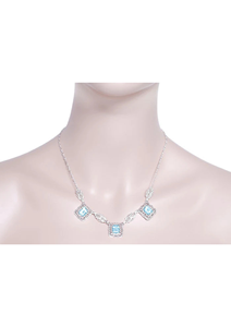 Collar de Cadena Cubana con Forma de Corazón de Plata 925 con Moissanita de Laboratorio de Lujo, Diseño de Piedra Azul Sostenible para Mujer, Boda - Product Image 6