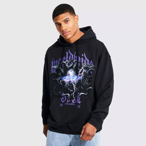 Sudadera con capucha con estampado DTG y logotipo personalizado de peso pesado, sudaderas con capucha de lana de algodón de rizo francés de tela gruesa de peso pesado de 500GSM - Product Image 1
