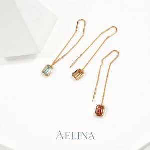 Aelina Boucles d'oreilles à chaîne carrée en or rose 9K Matériaux véritables pierres précieuses Bijoux modernes glamour aspect torsadé chic Bijoux AELINA - Product Image 1