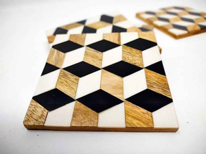 Posavasos de té con incrustaciones de hueso de primera calidad hecho a mano, diseño de lujo, estilo clásico, seguro para uso doméstico, artesanías de media luna - Product Image 3