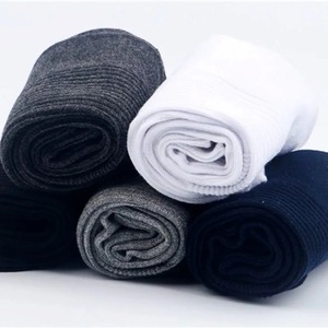 Wosocks ถุงเท้า100% ผู้ชาย, ผ้าฝ้ายสีดำสีทึบธุรกิจยาวระบายอากาศออกแบบโลโก้ด้านล่าง - Product Image 4