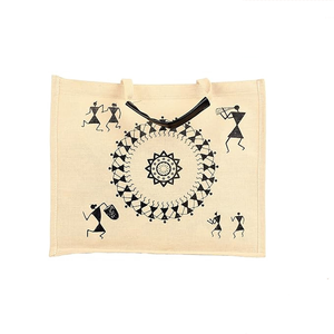 Bolso de compras unisex de yute 100% ecológico, bonito patrón geométrico de moda, tasa competitiva de impresión sin azo - Product Image 2