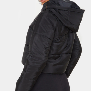 Chaqueta de bombardero de invierno de talla grande para mujer, capucha de algodón cálido transpirable, bordado, estampado de logotipo personalizado, forro de nailon, procesamiento en bruto - Product Image 2