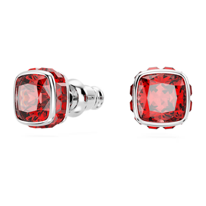 Boucles d'oreilles élégantes pierre de naissance rouge juillet Rhodium coupe carrée bijoux percés étincelants cadeau pour les femmes anniversaire amour symbolique - Product Image 6