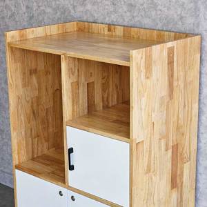 Mueble de Almacenamiento de Madera de Caucho 80x50x120cm para Sala de Estar y Oficina - Product Image 5