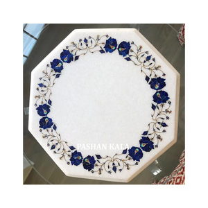 Design incroyable et marbre blanc de meilleure qualité avec une bonne finition de dessus de table en incrustation octogonale pour la maison et le restaurant décoratif - Product Image 1