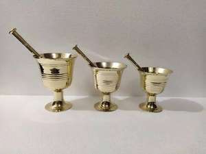 Juego de mortero y pilón de latón macizo de primera calidad para moler especias, hierbas e ingredientes ayurvédicos - Product Image 3