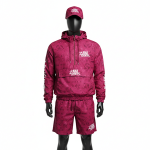 Conjunto Corto Cortavientos de Poliéster para Hombre, Transpirable, con Capucha, para Entrenamiento, con Estampado por Sublimación, Talla Grande - Product Image 1