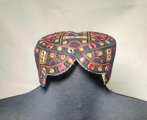 Mens Afghani Traditional Embroidered Lace <b>Cap</b> Handmade Pashtun <b>Ethnic</b> Cultural Formal Islamic Headwear 100% Cotton Adjustable - Product Image 2