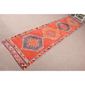Tapis turc vintage 3,2x12,3 pi (96x374 cm), tapis rouge uni Herki - Product Image 2