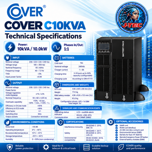 UPS Monofásico de Torre/Cabinet C10KVA SAI ONLINE 10KVA 10000W con Banco de Baterías Externo Incluido - Product Image 3