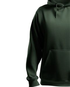 Sweat-shirt à capuche unisexe vert foncé en polaire unie avec poche kangourou Streetwear décontracté pour l'hiver - Product Image 3