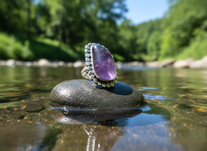 Bague en argent sterling plaqué argent avec pierre précieuse améthyste, bijoux élégants faits à la main pour les amateurs de mode - Product Image 4