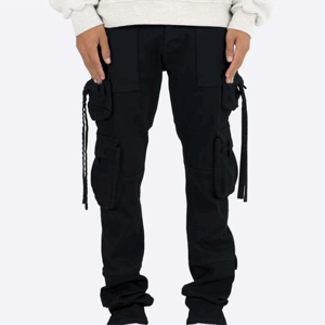 Pantalon cargo en coton pour hommes personnalisé en usine OEM élégant taille moyenne Streetwear doux tendance grandes tenues décontractées - Product Image 1