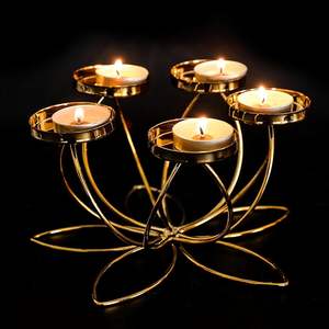 Portavelas de metal decorativo, candelabro de hierro hecho a mano para mesa de comedor, boda - Product Image 2