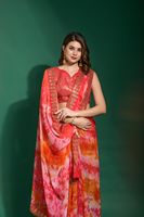 Magnifique Saree en Chiffon à Motifs Floraux, Tissu de Créateur, Tendance, Confortable, pour Tenue Décontractée, avec Broderie Fantaisie et Dentelle