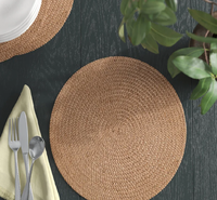 Ensemble de 6 sets de dessous-de-plat ronds modernes en jute naturelle, plus écologiques, tressés, 15 pouces, fabriqués en Inde