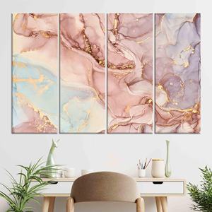 Impresión en Lienzo de Mármol Dorado: Decoración Moderna Brillante para Pared, JUEGO DE 4 LIENZOS - Product Image 1