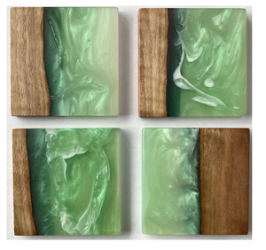 Elegance Epoxy Resin <b>Coasters</b> <b>Set</b> Superior Quality Eco-Friendly Round Home Accessories Christmas Decor Saniya Handicraft - Product Image 1