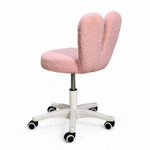 Silla Giratoria Moderna GAK412H con Diseño de Orejas de Conejo, Tapizada en Terciopelo Sintético con Aspecto de Piel de Oveja, Reclinable, con Base Móvil de Plástico para el Hogar - Product Image 3
