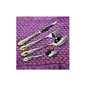 Vajilla plata pulido espejo completo en relieve oro y plata diseño mango cubiertos cuchillo de acero inoxidable tenedor cubiertos - Product Image 1