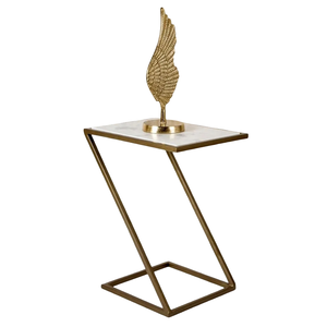 Con capa de polvo de Color negro Mesa auxiliar de Metal con forma de diseño clásico con tapa de madera Mesa de salón de lujo Mesita de noche lateral - Product Image 5