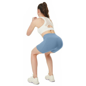Shorts de Yoga de Cintura Alta para Mujer, con Logotipo Personalizado, Elásticos, Transpirables, Ecológicos, de Spandex/Nailon, para Entrenamientos de Yoga, Color Sólido - Product Image 2